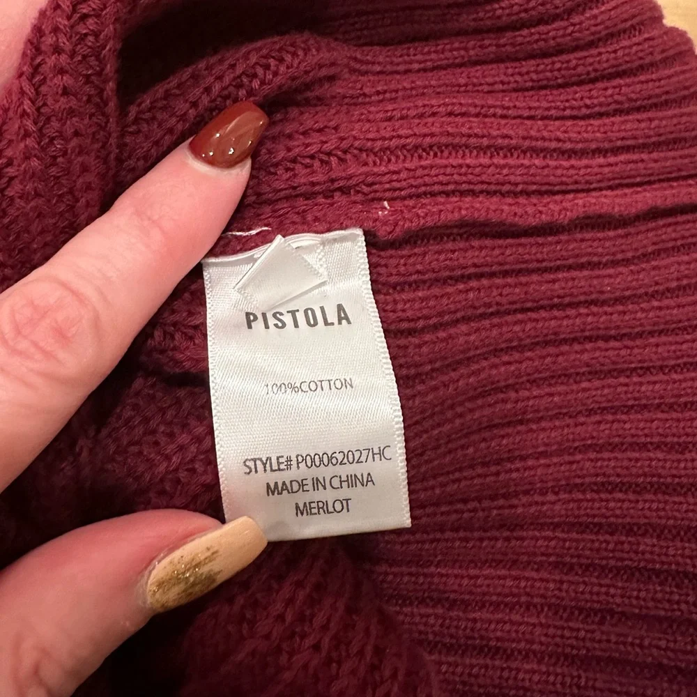 NWT Pistola Camille Strong Shoulder Sweater V Neck Merlot Burgundy Evereve - Picture 6 of 6